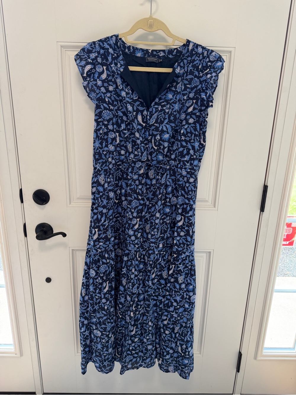 Vineyard Vines Navy and Light Blue Floral Maxi Dress